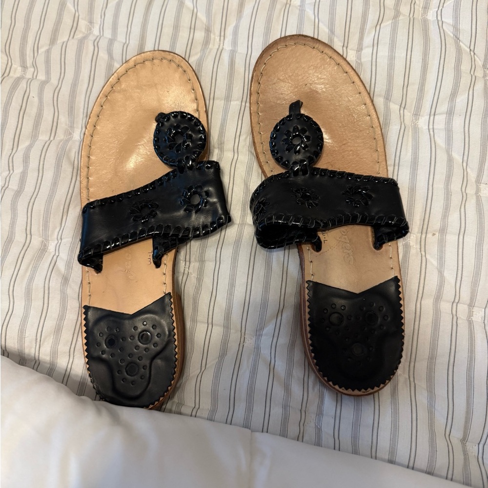 Jack Rogers Black Leather Sandals